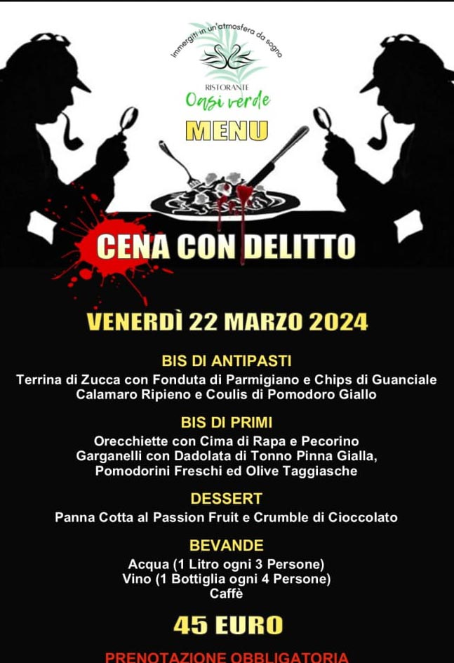 cena con delitto 22 marzo 2024