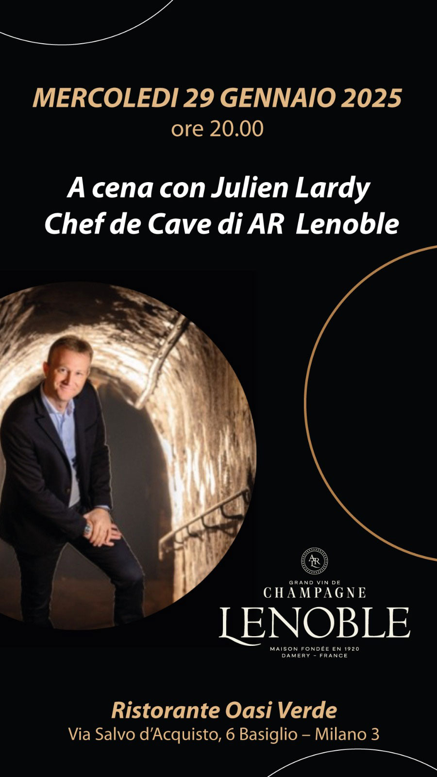 A cena con Julien Lardy Chef de Cave di AR Lenoble